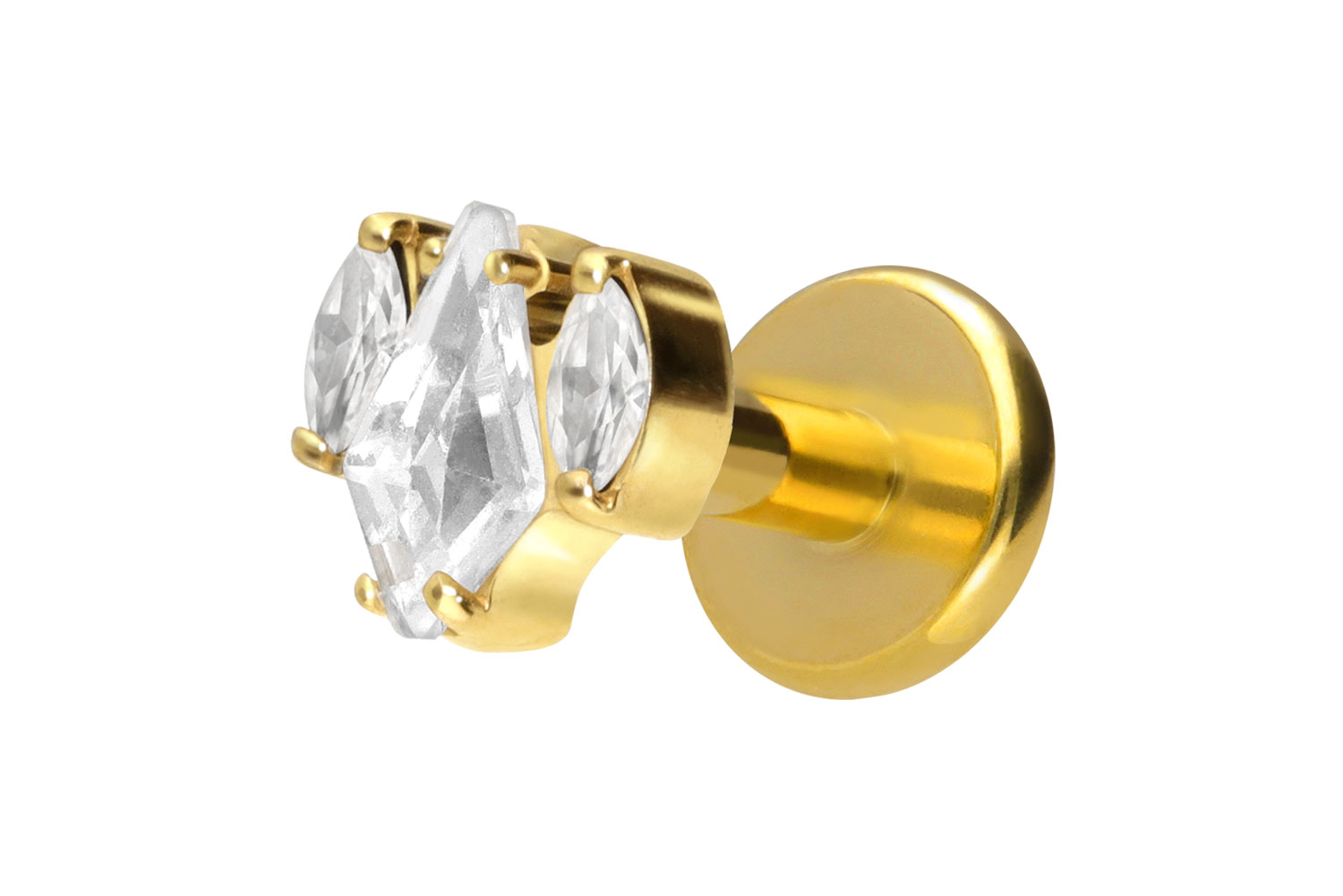 Titan Labret Piercing mit Innengewinde KRISTALLSCHILD + KRISTALLOVALE